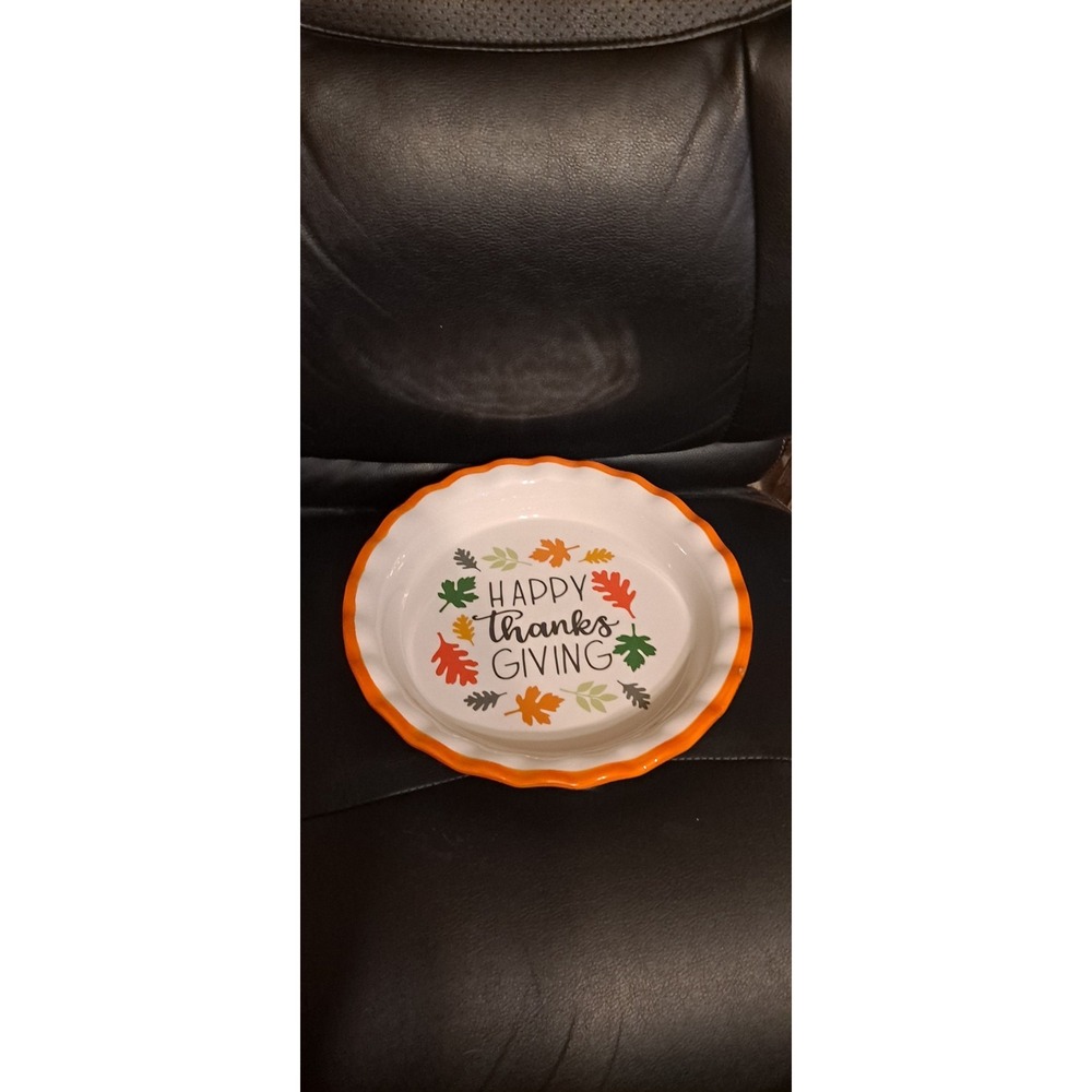 Fall Thanksgiving Orange Green Brown Gold‎ Gray Dolomite Baking Dish 11"